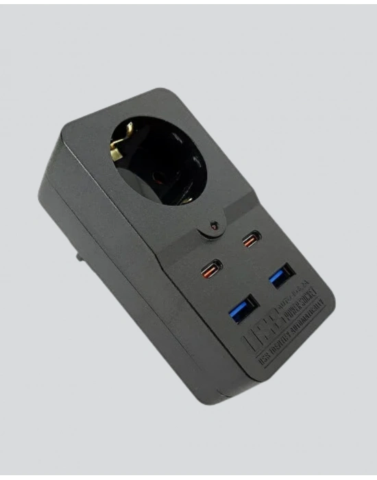 ® Termal Korumalı Priz Otomatik Çocuk Kilidi 4 USB Type C