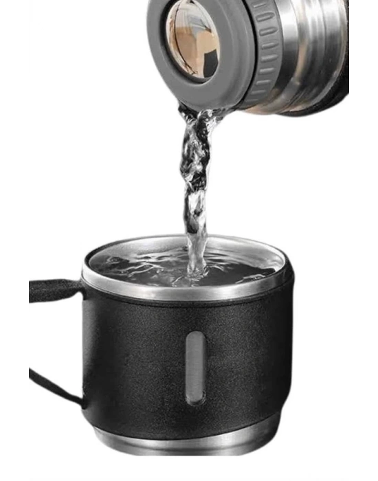 ® Termos Seti Paslanmaz Çelik 3 Bardaklı Vakumlu Termos Set 500 Ml 12 Saate Kadar Isı Koruma