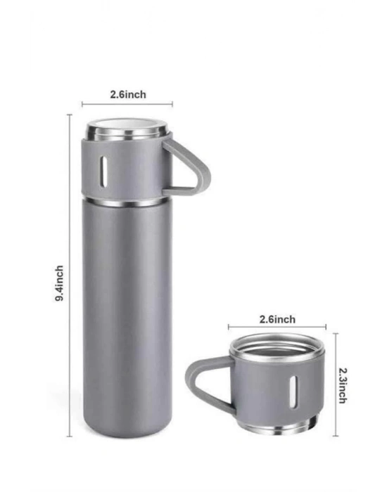 ® Termos Seti Paslanmaz Çelik 3 Bardaklı Vakumlu Termos Set 500 Ml 12 Saate Kadar Isı Koruma