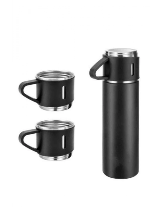 ® Termos Seti Paslanmaz Çelik 3 Bardaklı Vakumlu Termos Set 500 Ml 12 Saate Kadar Isı Koruma