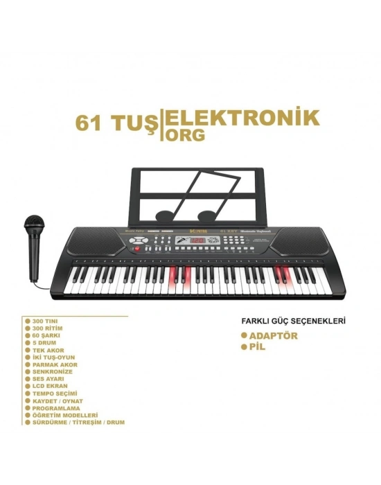 ®  TFL-328-21 Vlektro Kutulu 61 Tuş Büyük Lcd Ekranlı Elektronik Büyük Org