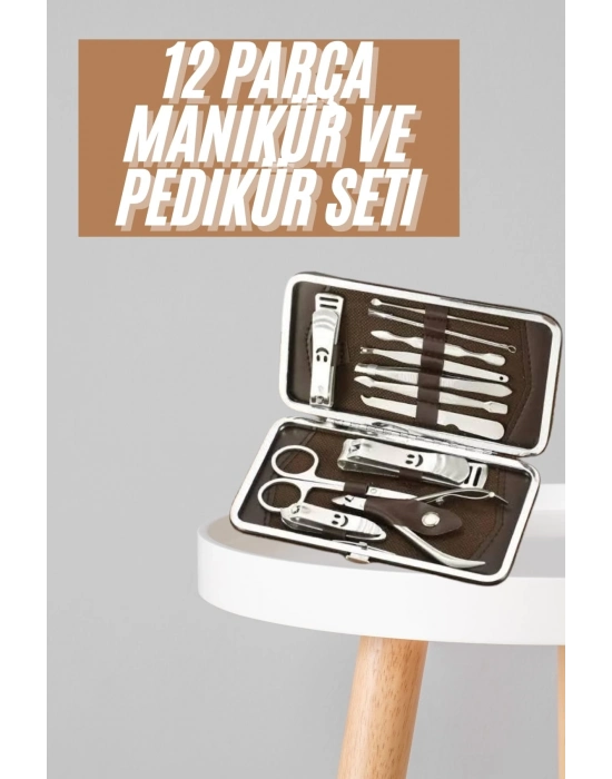 ® Tırnak Bakım Seti Tırnak Düzeltme Batık 12 Parça Çanta Tipi Manikür Pedikür