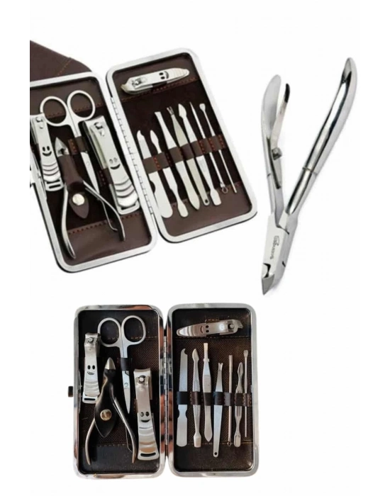 ® Tırnak Bakım Seti Tırnak Düzeltme Batık 12 Parça Çanta Tipi Manikür Pedikür