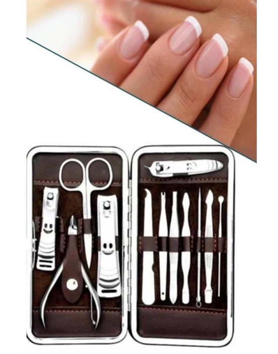 ® Tırnak Bakım Seti Tırnak Düzeltme Batık 12 Parça Çanta Tipi Manikür Pedikür