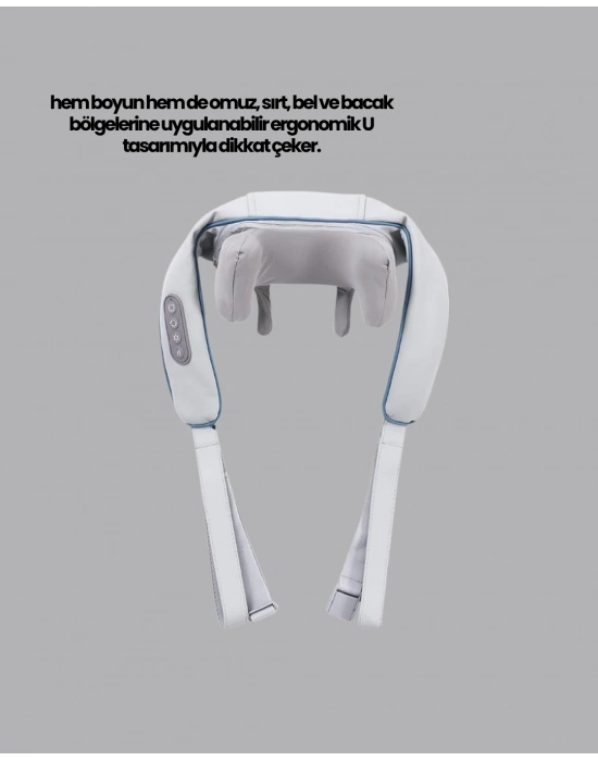 ® Titreşimli Boyun Masaj Cihazı Isı Terapili Şarjlı VNB-01 Ergonomik U Tasarım