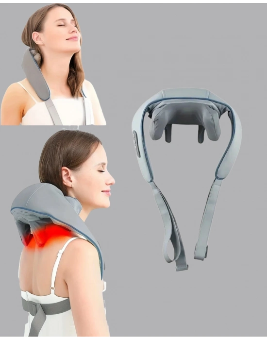 ® Titreşimli Boyun Masaj Cihazı Isı Terapili Şarjlı VNB-01 Ergonomik U Tasarım