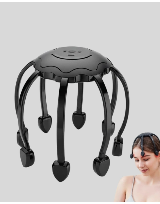 ® Titreşimli Saç Derisi Masaj Aleti 8 Kollu Derin Rahatlama ve Stres Azaltma