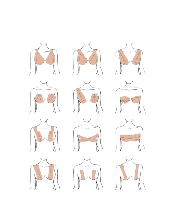 ® Toparlayıcı Göğüs Bandı Şekillendirici Ten Rengine Uygun Esnek Hassas Ciltlere Uygun