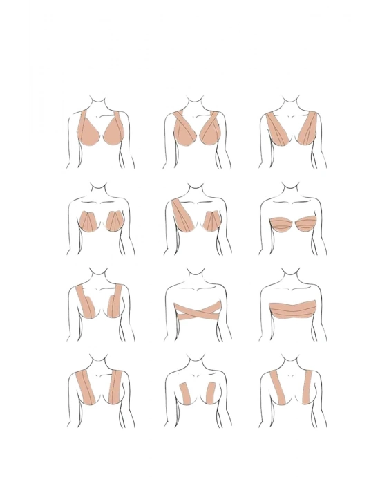 ® Toparlayıcı Göğüs Bandı Şekillendirici Ten Rengine Uygun Esnek Hassas Ciltlere Uygun