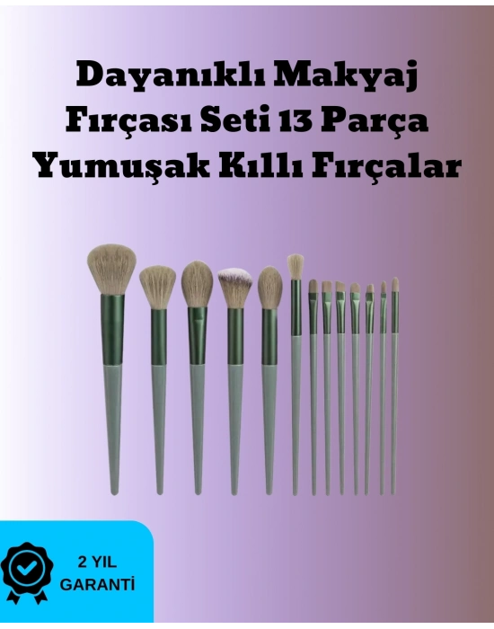 ® Toz ve Krem Ürünler İçin Güçlü Tutucu Yumuşak Kıllı Makyaj Fırça Takımı 13 Parça