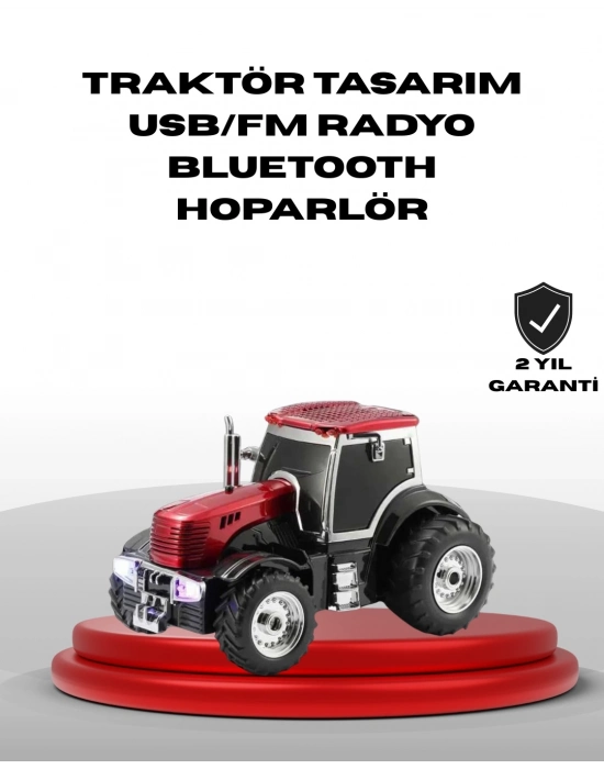 ® Traktör Tasarımlı Bluetooth Hoparlör USB TF AUX FM Radyo