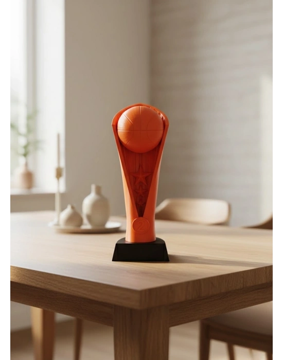 ® Turuncu Kupa 23cm Basketbol Temalı Dekoratif Ödül Biblosu
