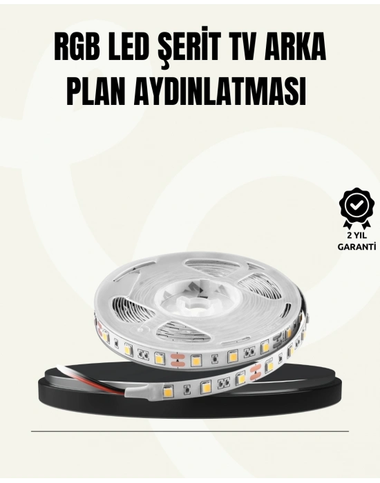 TV Arkası LED Şerit Işık Otomatik Açma Kapama Özellikli 2mt