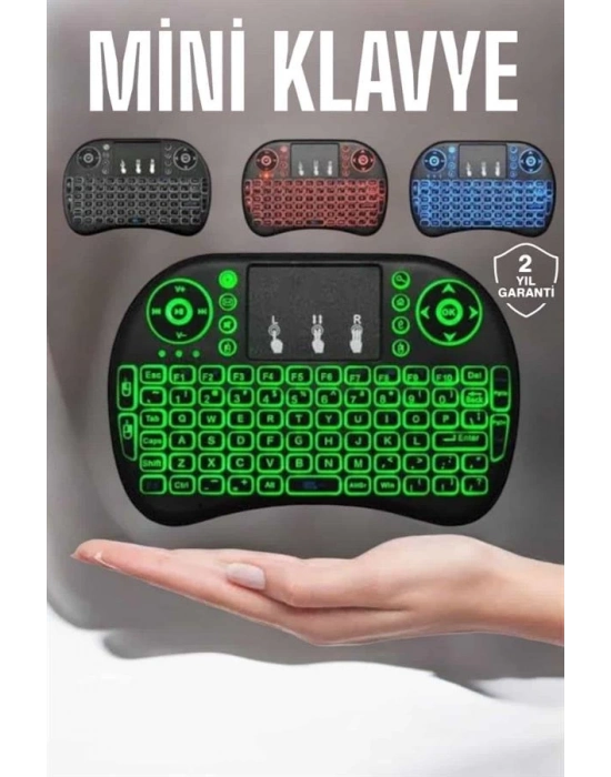 ® TV Uyumlu Mini Klavye Q Klavye Işıklı Tüm Cihazlara Uyumlu
