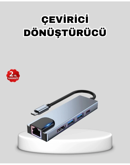 ® Type-C Çoklu Dönüştürücü – Alüminyum Gövde, Hızlı Veri Aktarımı ve Şarj Desteği