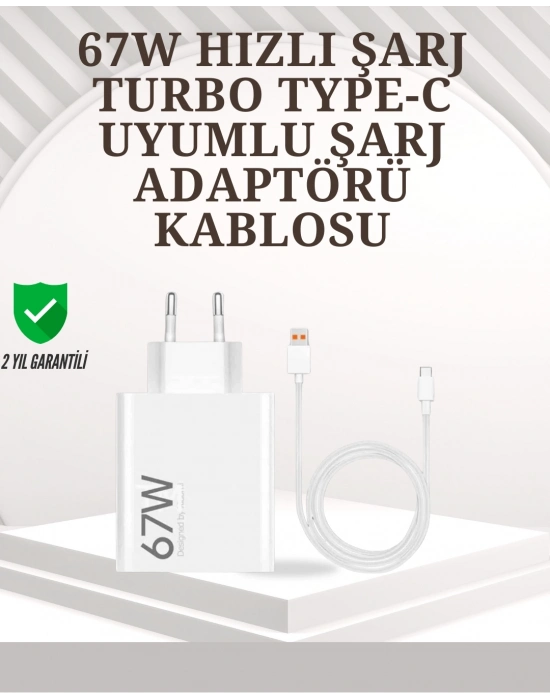 ® Type-C Uyumlu 67W Turbo Hızlı Şarj Aleti Akıllı Koruma Sistemli