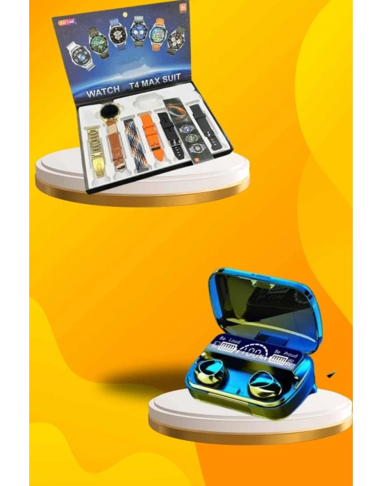 ® Ucuz Kaliteli Yeni Nesil 7 Kordonlu Akıllı Saat ve Kablosuz Bluetooth Kulaklık ANC Özelliği