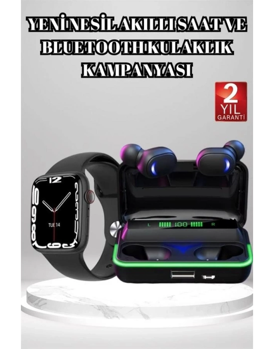 ® Ucuz ve Kaliteli Kulaklıklı Saat Seti Bluetooth Bağlantılı Akıllı Saat ve Kulaklık