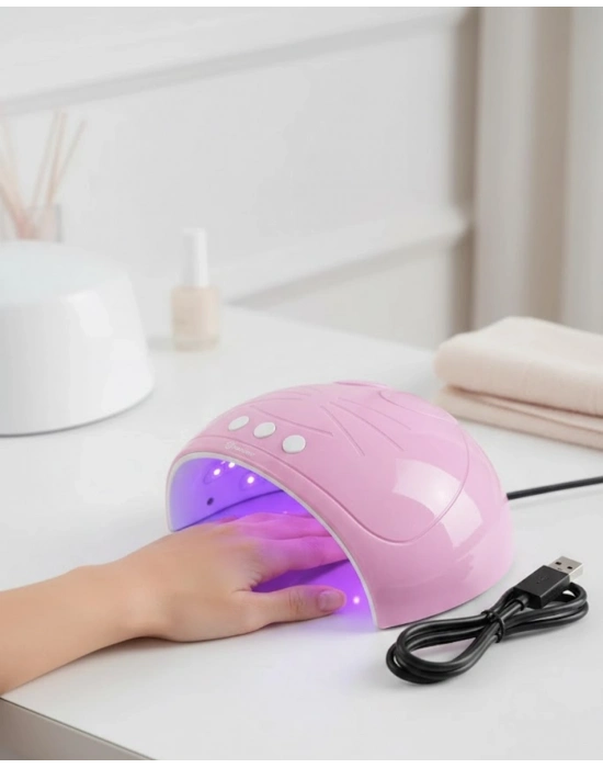 Ultraviyole Işıklı 15 Ledli 45W Oje Kurutucu Makine Pembe