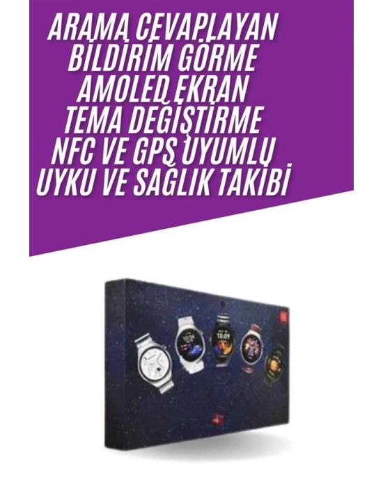 ® Unısex Yuvarlak Ekranlı 7 Kordonlu Akıllı Saat GPS Destekli Çoklu Kordon Seçeneği