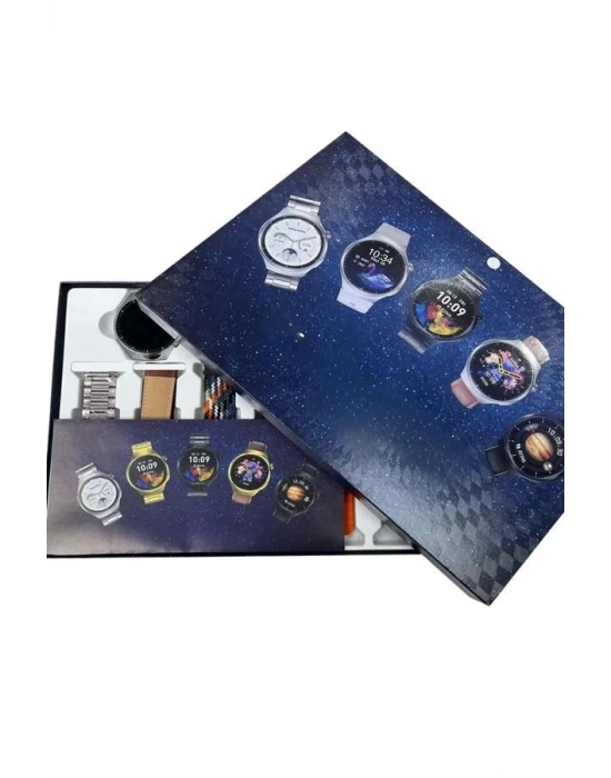 ® Unısex Yuvarlak Ekranlı 7 Kordonlu Akıllı Saat GPS Destekli Çoklu Kordon Seçeneği