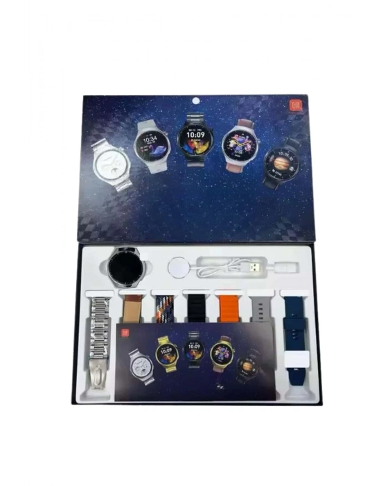 ® Unısex Yuvarlak Ekranlı 7 Kordonlu Akıllı Saat GPS Destekli Çoklu Kordon Seçeneği