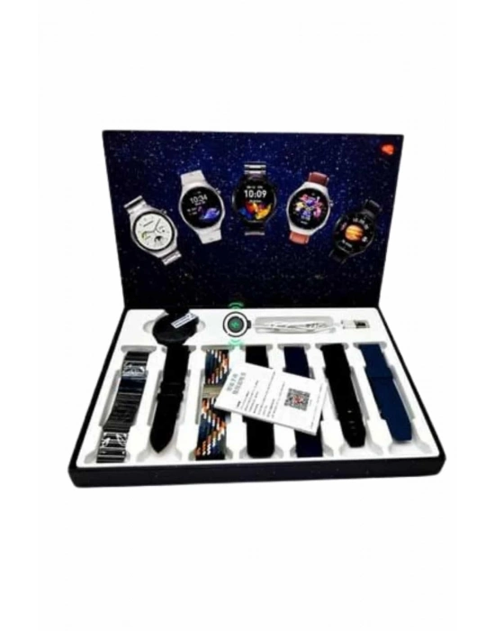 ® Unısex Yuvarlak Ekranlı 7 Kordonlu Akıllı Saat GPS Destekli Çoklu Kordon Seçeneği