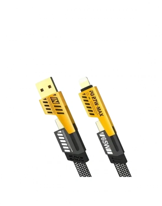 USB-C ve Lightning Uyumlu 4ü 1 Arada Kablo – 65W Hızlı Şarj, Örgülü Dayanıklı Yapı