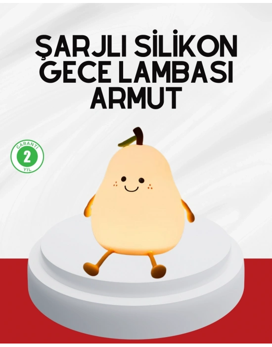 ® USB Şarjlı Armut Gece Lambası Dokunmatik Renk Değişimli