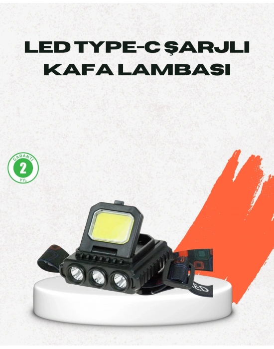 USB Şarjlı Kafa Feneri 800 Lumen Ayarlanabilir COB ve XPE LED