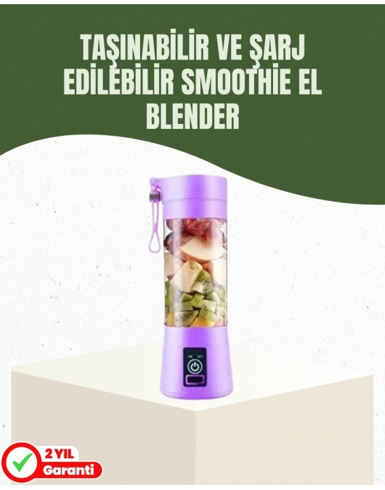 ® USB Şarjlı Portatif Blender 380ml Çelik 304 Bıçaklı Mobil Smoothie Maker