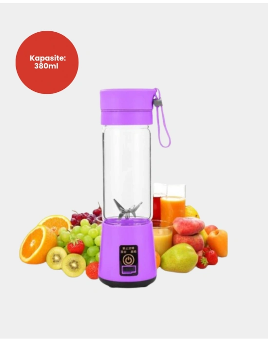 ® USB Şarjlı Portatif Blender 380ml Çelik 304 Bıçaklı Mobil Smoothie Maker