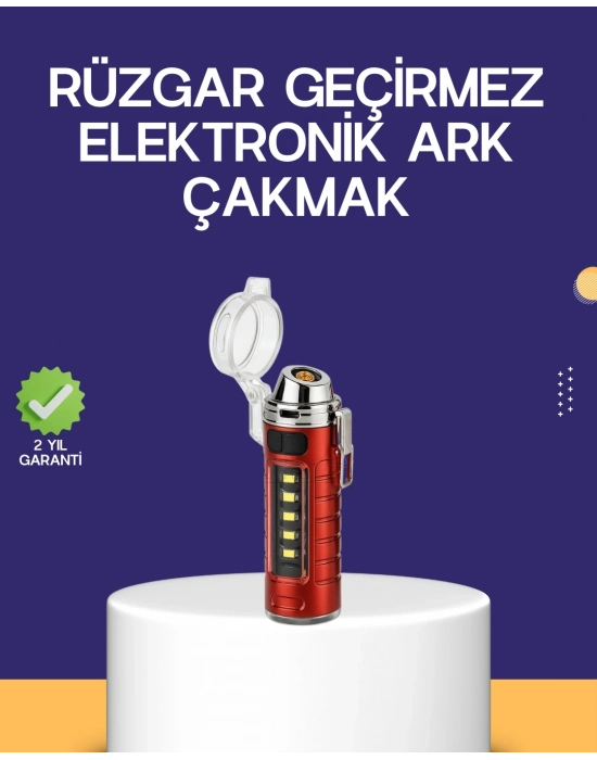 ® USB Şarjlı Rüzgar Geçirmez Elektrikli Çakmak El Fenerli
