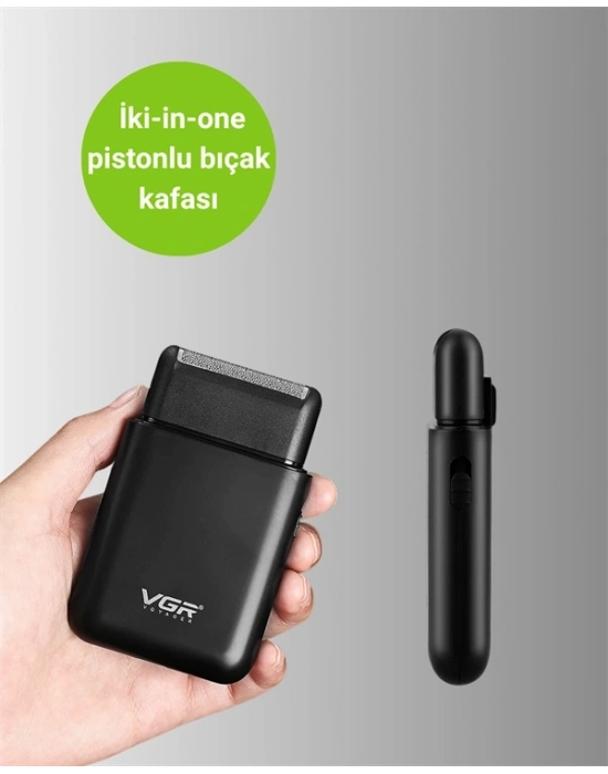 ® USB Şarjlı Traş Makinesi – Piston + Ağ Başlık, 600 mAh Batarya