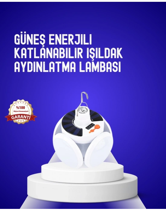 USB ve Solar Şarjlı Katlanabilir 5 Taraflı LED Lamba