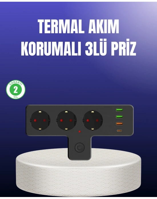 ® USB ve Type-C Portlu Anahtarlı Çoklu Priz Güç Ünitesi