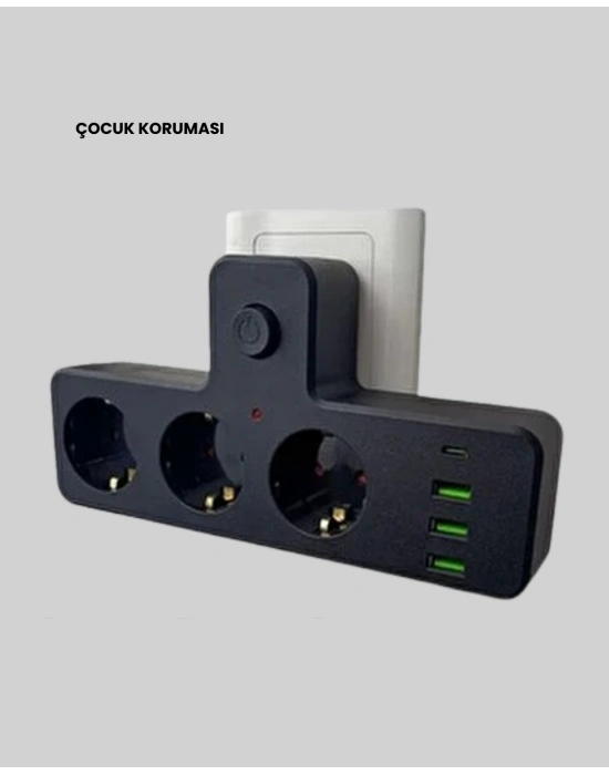 ® USB ve Type-C Portlu Anahtarlı Çoklu Priz Güç Ünitesi