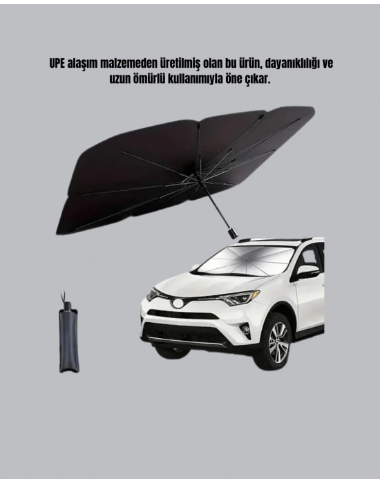 ® UV Korumalı Şemsiye Tipi Oto Güneşliği - Geniş Araç Uyumu