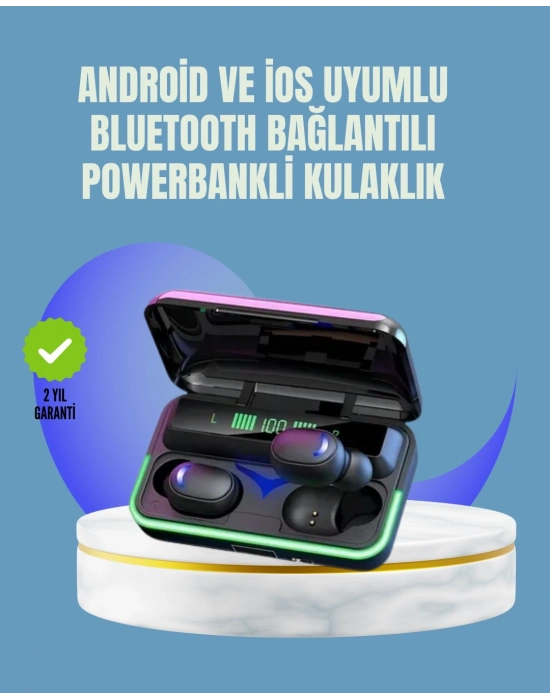 ® Uzun Pil Ömürlü E10 Powerbank Bluetooth Kulaklık LED Gösterge