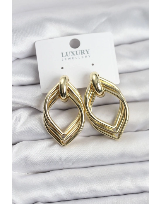 ® Vintage Gold Renk Pirinç Kadın Küpe