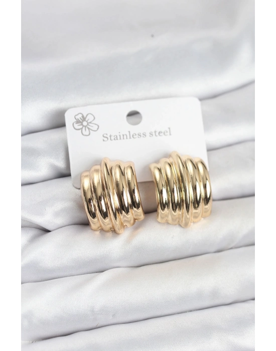 ® Vintage Model 316L Çelik Gold Renk Kadın Küpe