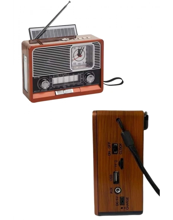 ® Vintage Nostaljik Radyo AUX USB SD Kart Girişli Şarjlı Bluetooth Bağlantılı