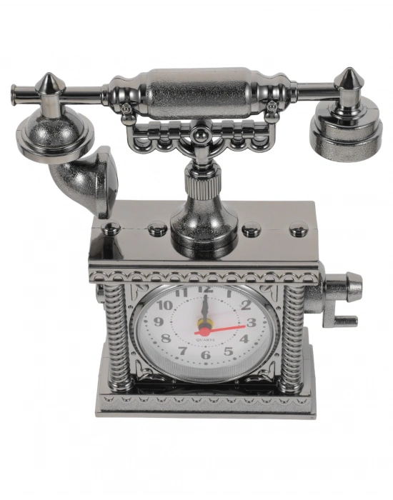 ® Vintage Telefon Tasarımlı Masa Saati ve Çalar Saat Dekoratif Model