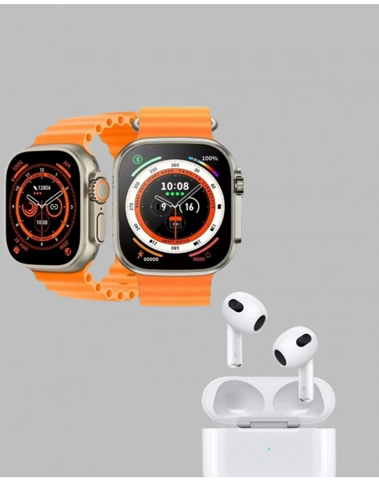 ® Watch 9 Max Akıllı Saat Seti 2 Kordonlu Kablosuz Kulaklık Hediyeli