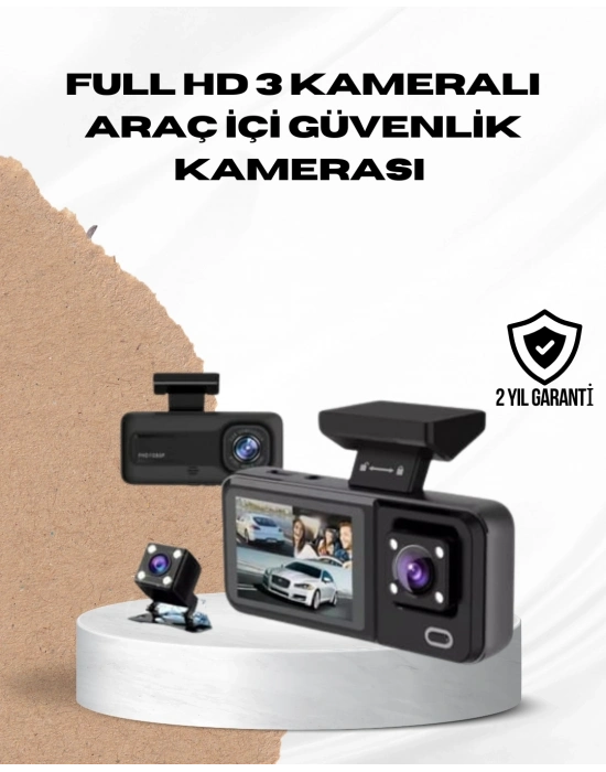 ® Wi-Fi Bağlantılı Full HD Araç Kamera Seti 3 Kameralı Park Koruma ve Döngü Kayıt