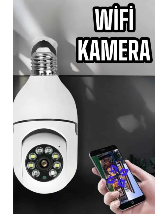 ® Wifi Kamera Duylu Ampul Görünümlü 360 Derece Dönebilen Ev Kamerası
