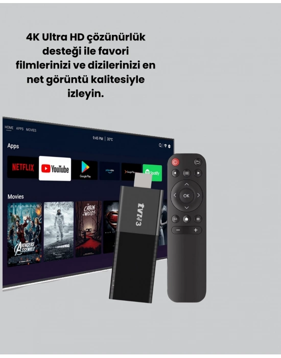 ® WiFi ve Bluetooth Destekli Android TV Dönüştürücü Stick