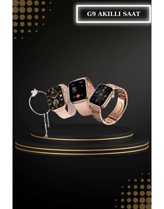 ® Wireless Şarjlı Pembe Akıllı Saat ve Kablosuz Bluetooth Kulaklık Dokunmatik Kontrol