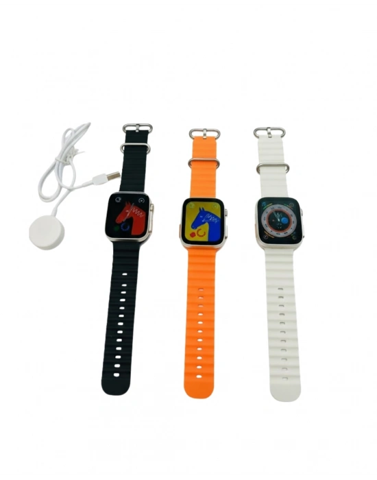 ® Yeni Model Akıllı Saat Ultra Smart Watch Gümüş Kasa 45mm Titreşim