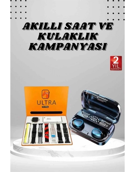 ® Yeni Model Akıllı Saat ve Kulaklık Kampanyası Nabızz Ölçer Bluetooth Bağlantılı Uzun Pil Ömrü